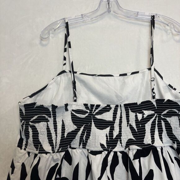 Free Assembly Women's Spaghetti Strap White Black Floral Peplum Tank Top XXXL - Picture 7 of 13